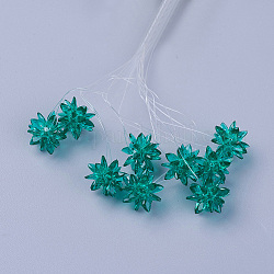 Glass Woven Beads, Flower/Sparkler, Made of Horse Eye Charms, Dark Cyan, 13mm