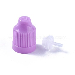 Tapas de botellas de plástico, con cabeza en forma de lágrima, violeta, 27x20 mm y 17x11.5 mm