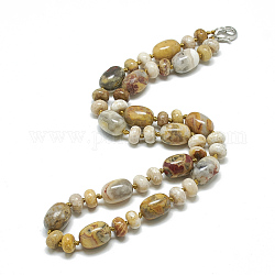 Натуральные сумасшедшие агатовые бисерные ожерелья, с застежками сплава омаров, баррель, 18.1 дюйм ~ 18.5 дюйма (46~47 см), ствола: 14x10 мм