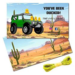 CREATCABIN 50Pcs You've Been Ducked Cards Duck Tags Card Ducking Game DIY Jeep Duck Card with Hole and Twine for Rubber Ducks Jeeps Car Decor 3.5 x 2 Inch-You've Been Ducked（Desert