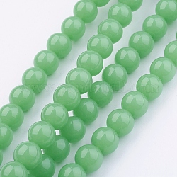 Chapelets de perles en verre, ronde, lime green, 10mm, Trou: 1mm, Environ 32 pcs/chapelet, 12 pouce ~ 12.4 pouces (30~31 cm)