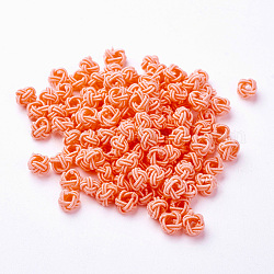 Polyestergewebe beads, Runde, Licht Lachs, 6x5 mm, Bohrung: 4 mm, ca. 200 Stk. / Beutel