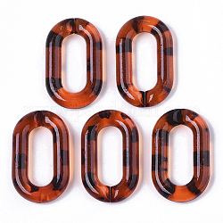 Transparentem Acryl Verknüpfung Ringe, Quick-Link-Anschlüsse, Nachahmung Leopardenfelle Muster, zur Herstellung von Kabelketten, Oval, Schokolade, 38x23x6.5 mm, Innendurchmesser: 25x10 mm