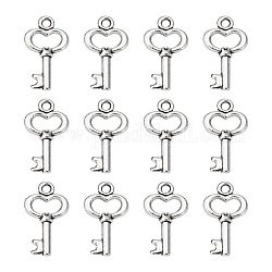 Gifts Ideas for Her Tibetan Style Alloy Charms, Cadmium Free & Nickel Free & Lead Free, Skeleton Key, Antique Silver, 15.5x9x2.5mm, Hole: 1mm