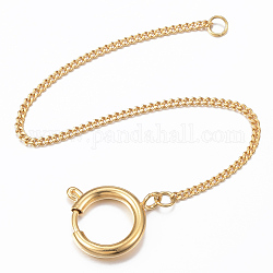 Pulseras de cadena de bordillo de 304 acero inoxidable, con cierre de anillo de primavera, dorado, 170x2x1mm