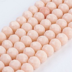 Opache perle di vetro fili, sfaccettato, rondelle, bisque, 8x6mm, Foro: 1~1.5 mm, circa 70~72pcs/filo, 16.9~17.3 pollice (43~44 cm)