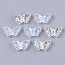 Transparente Glasperlen, ab Farbe plattiert, Schmetterling, klar ab, 8x15x4 mm, Bohrung: 1 mm