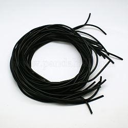 Synthétique cordon de perles en caoutchouc, rond et creux, noir, 5.0mm, Trou: 2.0mm, environ 1.09 yards (1 m)/fil