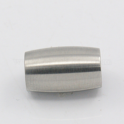 Cierres magnéticos de acero inoxidable mate 304 con extremos para pegar, barril, color acero inoxidable, 14x9mm, agujero: 6 mm