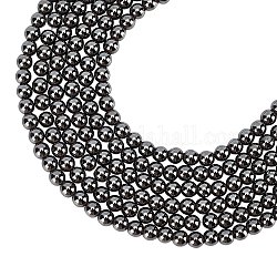 Brins de perles d'hématite synthétique non magnétiques arricraft, Grade a, ronde, 8mm, Trou: 1.5mm, Environ 53 pcs/chapelet, 6 brins / boîte