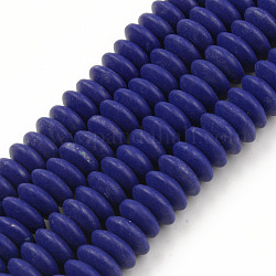 Handgemachte Fimo-Perlen Stränge, Flachrund, dunkelblau, 8.5~9x3.5 mm, Bohrung: 1.6 mm, ca. 112 Stk. / Strang, 15.75 Zoll ~ 16.14 Zoll (40~41 cm)
