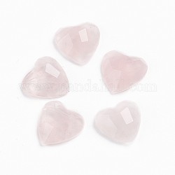 Natural rosa de cabuchones de cuarzo, corazón, facetados, 10x10x3.5mm