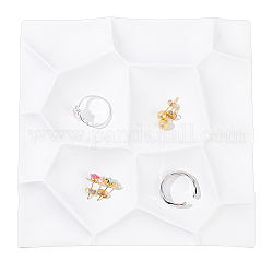 Espositori per anelli da dito in gesso, per porta organizer per orecchini ad anello, quadrato, bianco, 14x13.8x1.8cm