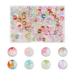 Cheriswelry 120pcs 8 colores perlas de vidrio transparente, redondo, color mezclado, 10x9.5mm, agujero: 1.4 mm, 15 piezas / color