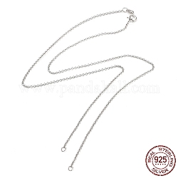 Fabricación de collares con cadenas rolo de plata de ley 925 chapada en rodio, para hacer collares con nombres, con cierres de anillo de resorte y sello s925, Platino real plateado, 18 pulgada (45.8 cm)