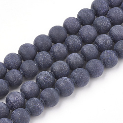 Goldstone sintética azul hebras de abalorios, esmerilado, redondo, 8mm, agujero: 1 mm, aproximamente 47 pcs / cadena, 15.5 pulgada