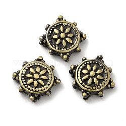 Perle en laiton plaquée sur support de style tibétain, Plaqué longue durée, fleur, bronze antique, 15x5mm, Trou: 1.2mm