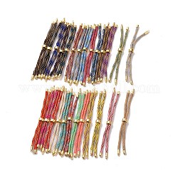 Pulseras de cordón de nylon, para la fabricación de pulseras con dijes de conector, con fornitura de latón dorado enchapado en rack, Plateado de larga duración, sin plomo y cadmio, color mezclado, 8-5/8~9 pulgada (22~22.8 cm), 0.3 cm, agujero: 2.6 mm