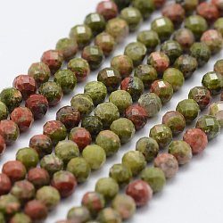 Natur Unakit Perlen Stränge, facettiert, Runde, 2~2.5 mm, Bohrung: 0.5 mm, ca. 155 Stk. / Strang, 14.9 Zoll (38 cm)