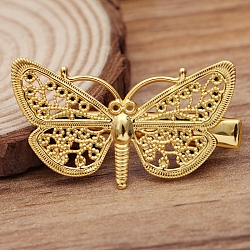 Farfalla in ottone con fermagli per capelli in alligatore in ferro, accessori per capelli vintage decorativi, oro, 45x25mm