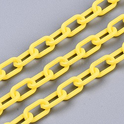 Handgefertigte undurchsichtige Büroklammerketten aus Acryl, gezogene längliche Kabelketten, golden, 13x7.5x2 mm, 19.88 Zoll (50.5 cm)/Strang