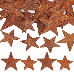 Gorgecraft 50 pz 2 pendenti in ferro stili, arrugginire, stella, marrone noce di cocco, 38~47x39.5~47x4mm, Foro: 1~1.2 mm, 25pcs / style