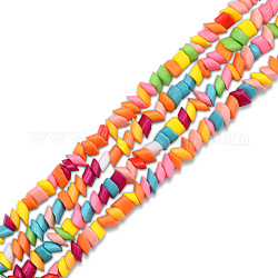 Opaque Spray Painted Glass Bead Strands, Chip, Mixed Color, 2~10x4~5x2.5~3mm, Hole: 0.9mm, about 134~135pcs/strand, 14.96 inch(38cm)