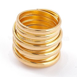 Placcatura ionica (ip) unisex 304 anelli in acciaio inossidabile, colonna di forma rotonda, oro, formato 7, 20~21.5mm, diametro interno: 16.9mm