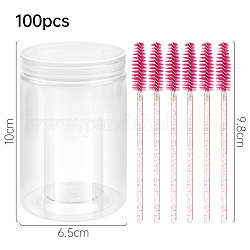 Nylon Disposable Eyebrow Brush, Mascara Wands, for Extensions Lash Makeup Tools, Deep Pink, 9.8cm, 100Pcs/box