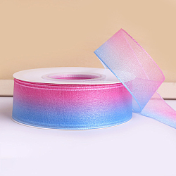 グラデーション虹色ポリエステルシフォンリボン  クラフトリボン ギフト包装 結婚式の装飾用  ディープスカイブルー  1インチ（25mm）  約24.06ヤード（22m）/ロール