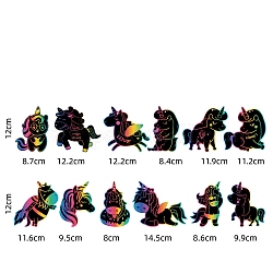 Царапина радуга живопись искусство бумага, искусство царапин на лошади своими руками, с 12 бумажной картой, 12 нить шелковой ленты и 12 бамбуковые палочки, красочный, упаковка: 15x15x0.8 см