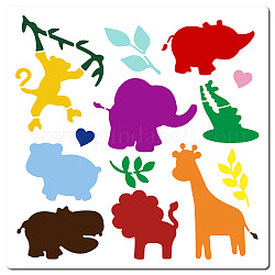 Gorgecraft 11.8 インチライオンステンシル再利用可能な絵画動物描画テンプレートプラスチック diy 装飾猿キリン象模様テンプレートステンシル工芸品家具木製壁生地家の装飾