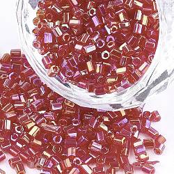 Sortiere ein Glas Saatperlen, Sechseck (zwei Schnitte), transparenten Farben Regenbogen, Schamottestein, 1.5~2.5x1.5~2 mm, Bohrung: 0.8 mm, ca. 2100 Stk. / Beutel, 450 g / Beutel