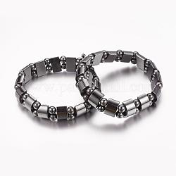 Valentine jour cadeaux pour mari bracelet extensible hématite synthétique magnétique, environ 2-1/8 pouce (53 mm) de long, la Perle: 6 mm, le rectangle perle: 13x6 mm