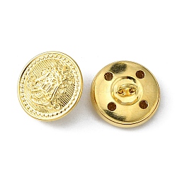 Латунные кнопки хвостовика, плоские круглые с цветочным узором, золотые, 18 мм