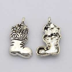 (Autumn Aesthetic Big Sale), Tibetan Style Zinc Alloy Pendants, Christmas Sock Filled with Gifts, Lead Free & Cadmium Free & Nickel Free, Antique Silver, 20x11x3mm, Hole: 1mm