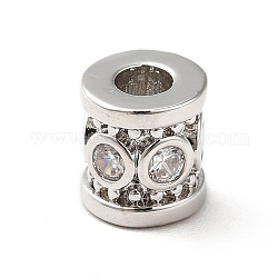 Perles de cubes zircone en laiton , véritable plaqué or 18 carat ou argent, colonne, couleur d'argent, 7.5x7mm, Trou: 3mm