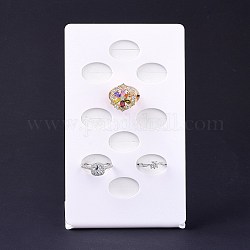 Soportes de bandeja de exhibición de anillos de dedo de acrílico rectángulo, con 10 soporte para rejillas, caja de almacenamiento de joyas, blanco, 9x6x14.5 cm