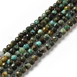 Brins de perles turquoises africaines naturelles (jaspe), facette, ronde, 3mm, Trou: 0.7mm, Environ 142 pcs/chapelet, 15.35'' (39 cm)