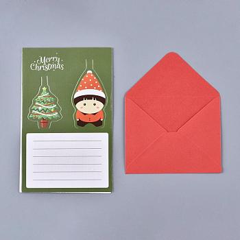 Noël pop up cartes de vœux et ensemble d'enveloppes, cartes postales de vacances 3d uniques drôles, cadeaux pour Noël, arbre de noël et motif enfant, olive, 8.5x10.5x0.01cm, 81x10x0.04cm