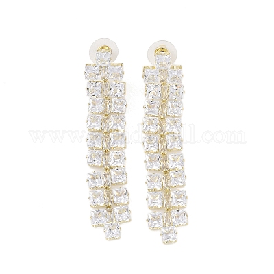 Ottone micro spianare orecchini zirconi&nbsp;EJEW-B046-19G-1