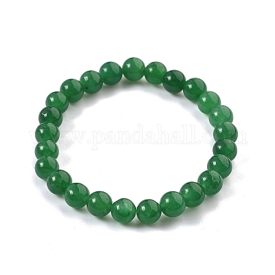 Braccialetti elastici di perline di giada naturale della Malesia (tinti).&nbsp;BJEW-K212-B-013-1