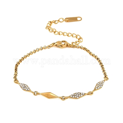 Armbänder aus Edelstahl 304 mit Pavé-Fassung und klaren Zirkonia für Damen&nbsp;SA-CBAABBA-07B-G-1