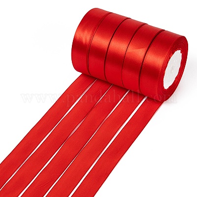 Single Face Satin Ribbon, Polyester Ribbon, Christmas Ribbon, Red, 1  inch(25mm) wide, 25yards/roll(22.86m/roll), 5rolls/group,  125yards/group(114.3m/group)