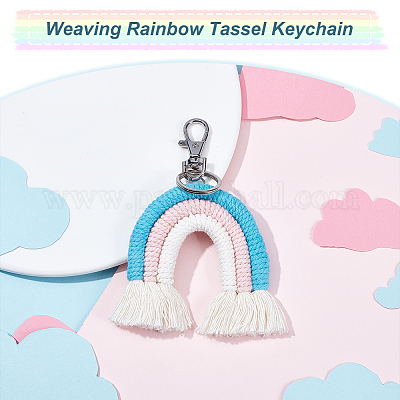 New Rainbow Fur Ball Keychain Boho Pendant Fashion Personality Bag