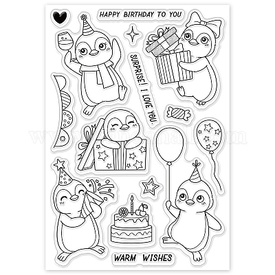1Sheet Happy Birthday Frame Clear Stamps Banner Cake Gifts Balloons  Silicone Clear Stamp Seals for Cards Making DIY Scrapbooking Photo Journal  Album Decor Craft