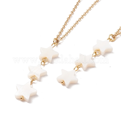 Wholesale Natural Shell Star Pendant Necklace with 304 Stainless