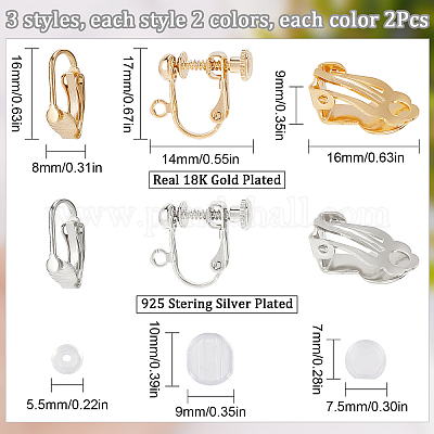 Wholesale SUNNYCLUE 1 Box 12Pcs 24K Gold Plated & 925 Sterling Silver  Plated Earring Findings Earrings Converter Set Screw Back Earring Converter  Clip Earrings for Jewelry Making Accessories DIY Craft Supplies 