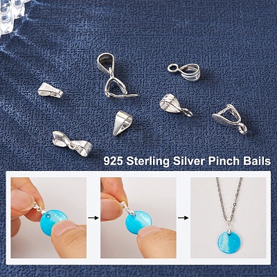 DIY Pendant Bails Jewelry Making Finding Kit, Including 925 Sterling Silver  Snap on Bails & Ice Pick Pinch Bails, Silver, 12Pcs/box