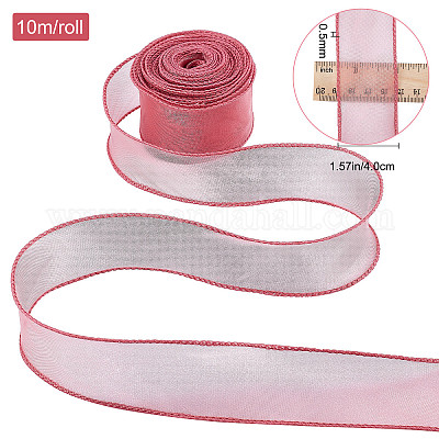 CRASPIRE Sheer Organza Ribbon Coral Pink 40mm x 10m Chiffon Ribbon roll for  DIY Crafts, Gift Wrapping, Bouquet, Bows, Wedding Party Decorations